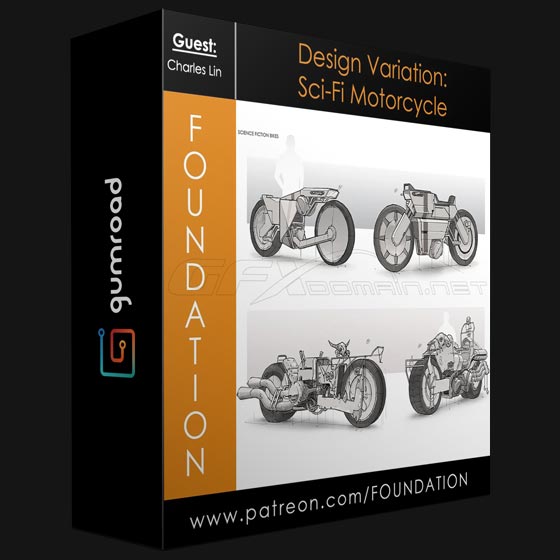 Gumroad Foundation Patreon Design Variation Sci fi Motorcycle with Charles Lin