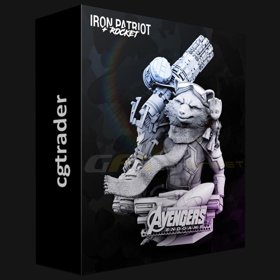 Cgtrader Wicked Marvel Avengers Endgame Rocket Racoon Bust STLs 3D print model